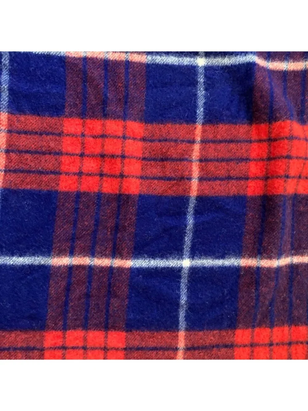 Red White And Blue Wool Plaid Blanket